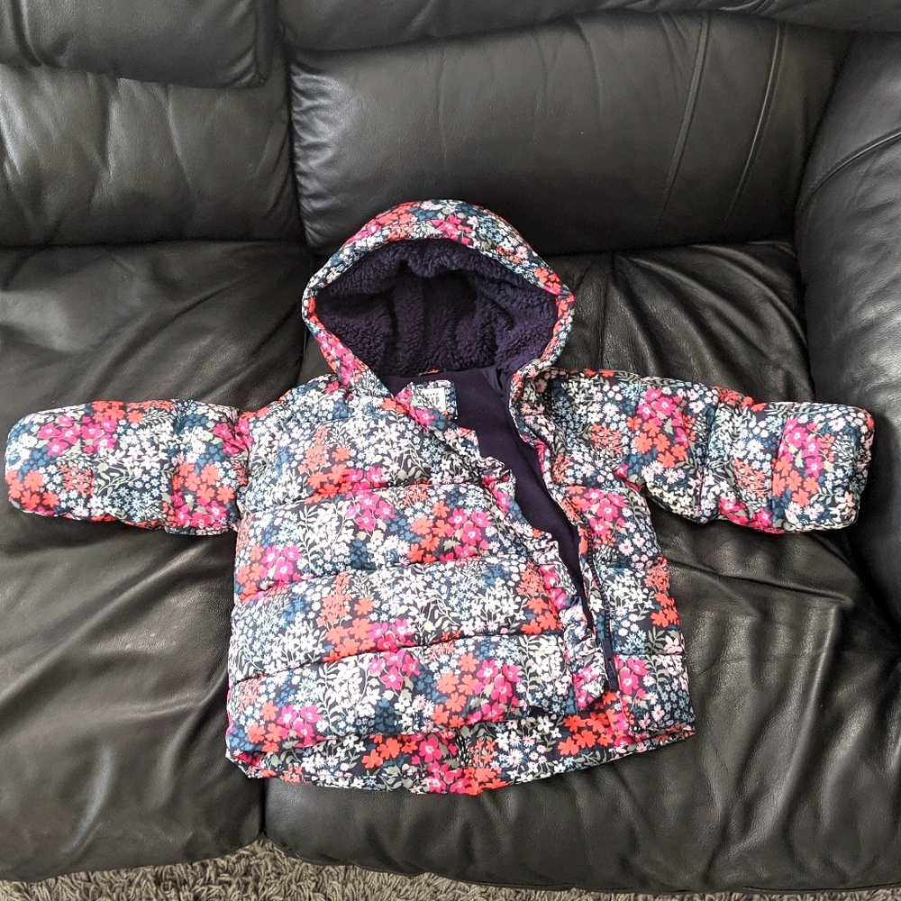 Baby Gap Winter Puffer Coat Jacket Floral 18- 24 M